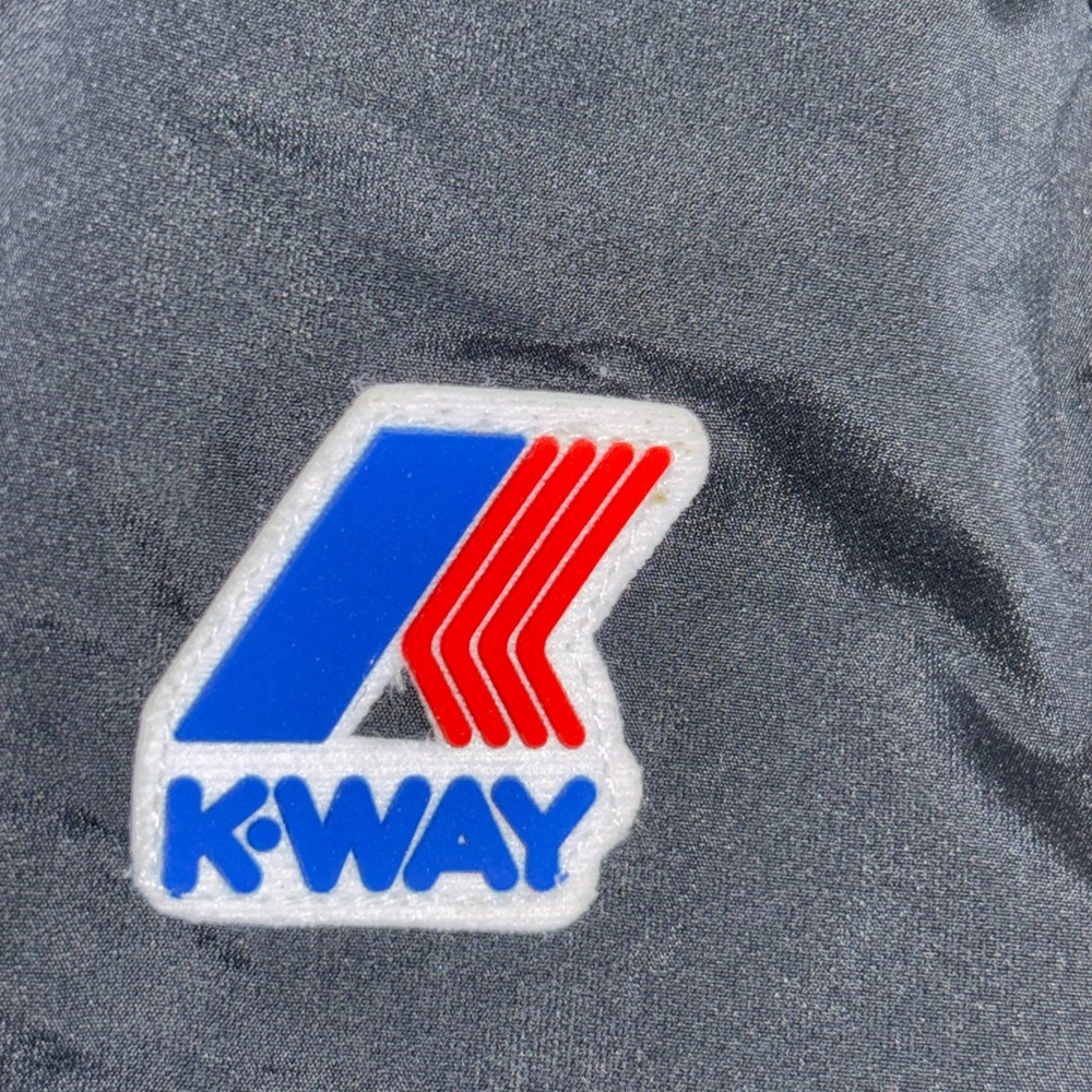 K-WAY Puffer Jacket Coat Down Feathers Women's Black‎ XS Hood Rainbow Stripe NEW - Picture 5 of 16